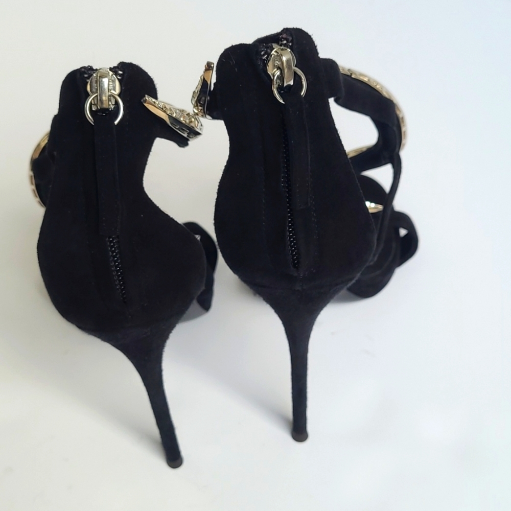 Giuseppe Zanotti Venere Crystal Suede Open Toed Heels - Picture 6 of 12